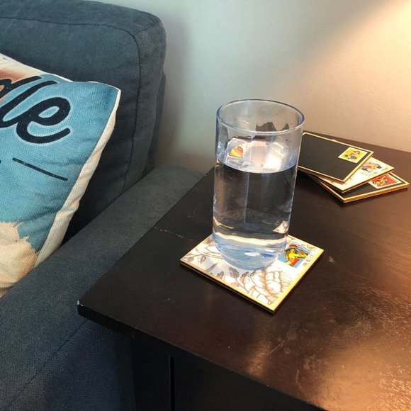 DC & State Coasters, 4 pack, Postage Stamp Wood Coaster Set with Cork Backing, D - Picture 8 of 9